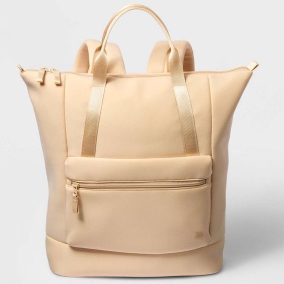 all in motion Handbags - BEIGE TAN SOFT THICK PADDED NEOPRENE BACKPACK NWT